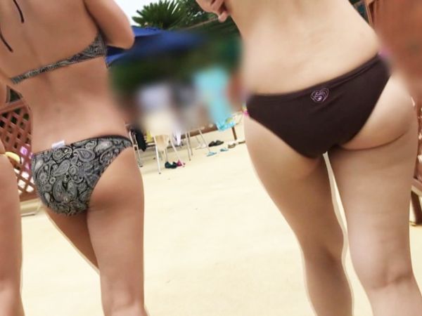 【素人】真夏のプールで水着美女に声掛け確保！丁寧フェラご奉仕で発情挿入懇願！膣奥高速ピストン悶絶絶頂！